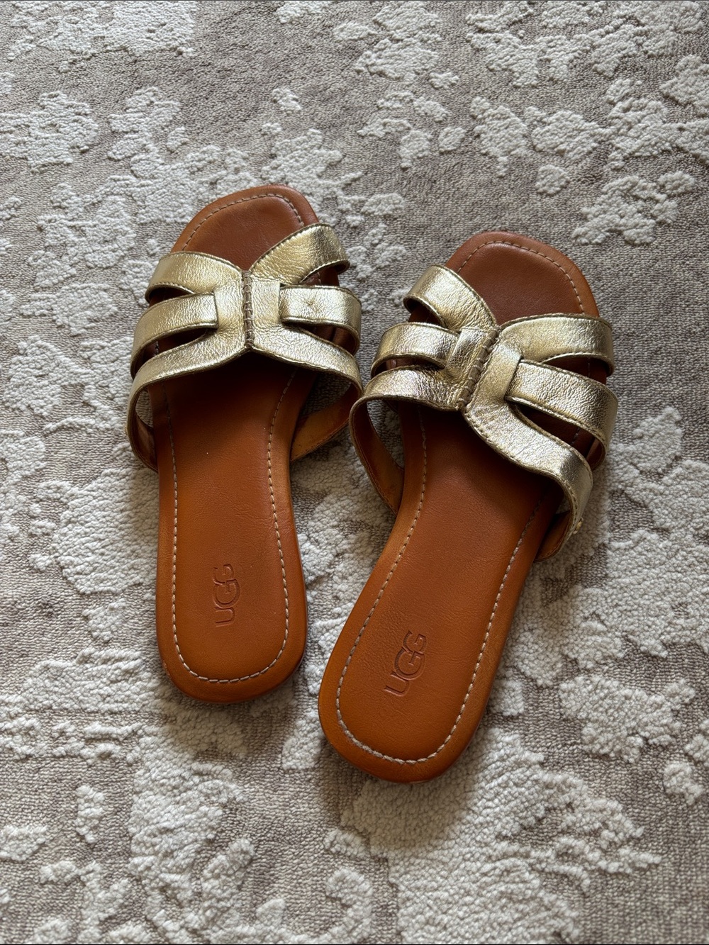 UGG Women's Metallic Gold Slide Sandals